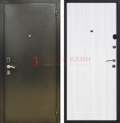 Стальная темно-серая дверь с порошковой отделкой и МДФ Белый ясень ДП-279 в Дедовске