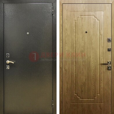 Темно-серая входная дверь с порошковым покрытием и МДФ Золотой дуб ДП-291 в Дедовске