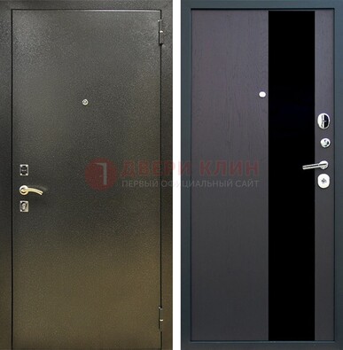 Входная темная дверь с порошковым покрытием и МДФ со стеклом ДП-294 в Дедовске