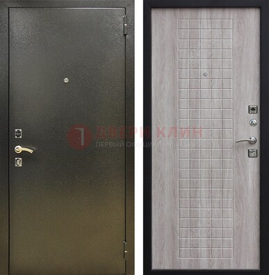 Железная темная дверь с порошковым покрытием и филенчатой МДФ ДП-297 в Дедовске