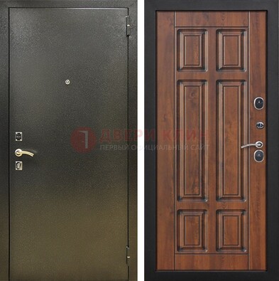 Металлическая входная темная дверь с порошковым напылением и МДФ ДП-299 в Дедовске
