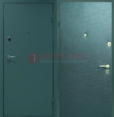 Зеленая стальная дверь с порошковым покрытием ДП-93 в Дедовске
