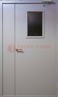 Белая железная подъездная дверь ДПД-4 в Дедовске