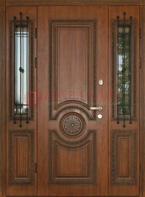 Парадная распашная стальная дверь Винорит со стеклом ДПР-106 в Дедовске