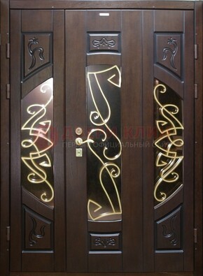 Парадная дверь со стеклом и ковкой ДПР-1 в каркасный дом в Ступино