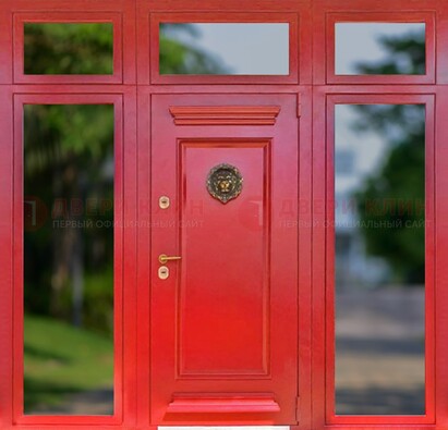 Красная парадная дверь для частного дома ДПР-88 в Дедовске
