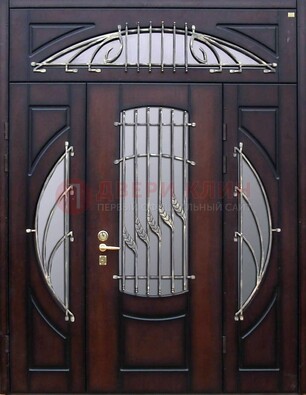 Парадная дверь со стеклянными вставками и ковкой ДПР-9 для улицы в Дедовске