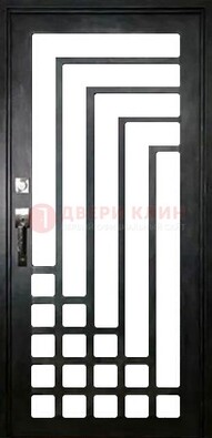 Черная стальная решетчатая дверь в современном стиле ДР-43 в Дедовске