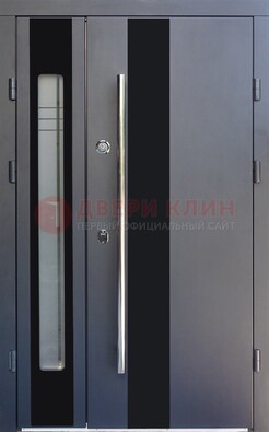 Серая стальная дверь со стеклом ДС-11 в Дедовске