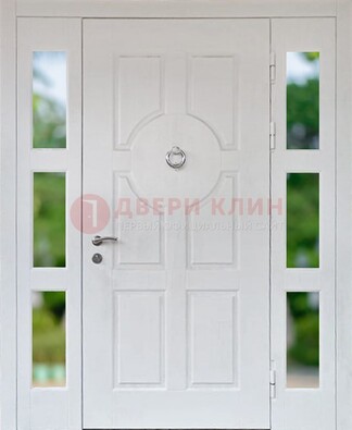 Белая стальная дверь со стеклом и фрамугами ДС-20 в Дедовске