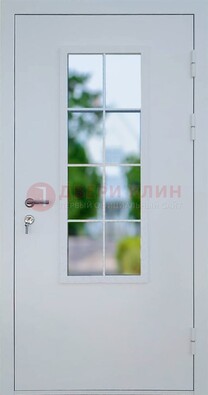 Белая железная дверь порошок со стеклом ДС-31 в Дедовске