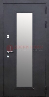 Черная стальная дверь порошок со стеклом ДС-33 в Дедовске