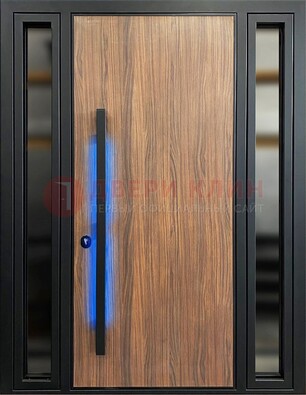 Коричневая металлическая дверь со стеклом ДС-69 в Дедовске