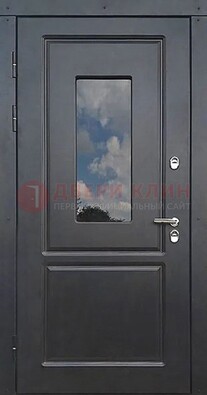 Чёрная металлическая дверь со стеклом ДС-77 в Дедовске