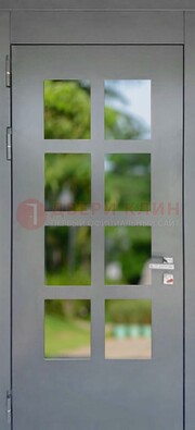 Серая металлическая дверь со стеклом ДС-78 в Дедовске