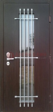 Современная стальная дверь с Виноритом стеклом и ковкой ДСК-262 в Дедовске