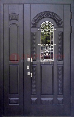 Входная дверь Винорит со стеклом и ковкой с узором ДСК-270 в Дедовске