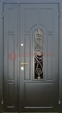 Металлическая дверь Винорит со стеклом в темном цвете ДСК-276 в Дедовске