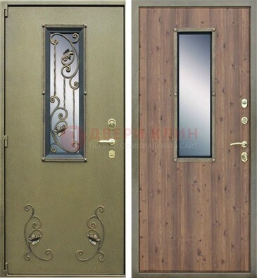 Офисная железная дверь со стеклом и ковкой ДСК-44 в Дедовске