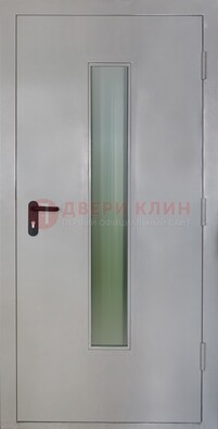 Белая металлическая техническая дверь со стеклянной вставкой ДТ-2 в Дедовске