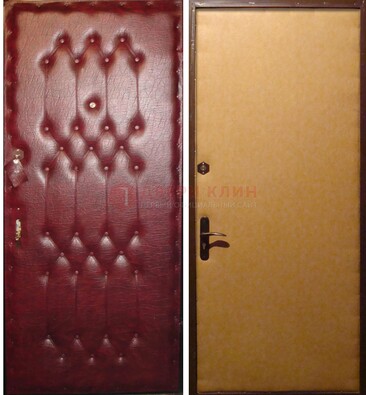 Бордовая металлическая дверь с винилискожей ДВ-1 в Дедовске