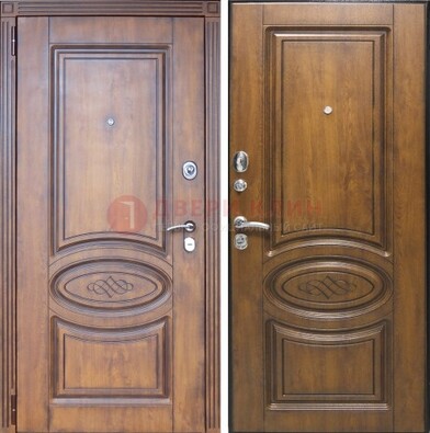 Коричневая металлическая дверь с виноритом ДВТ-10 в Дедовске
