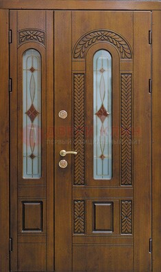 Темная стальная дверь с виноритом и стеклом ДВТ-179 в Дедовске