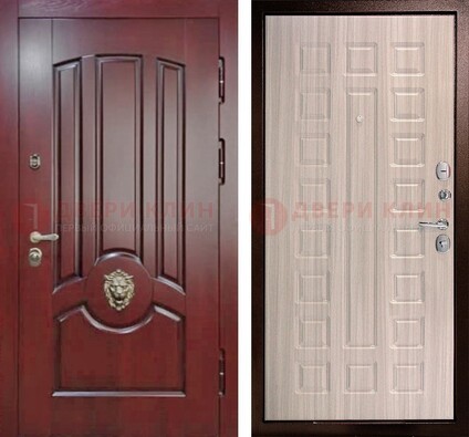 Темно-красная входная дверь с виноритом ДВТ-234 в Дедовске