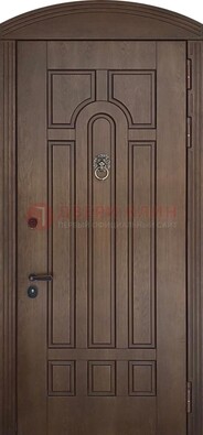 Коричневая стальная дверь с виноритом в форме арки ДВТ-237 в Дедовске