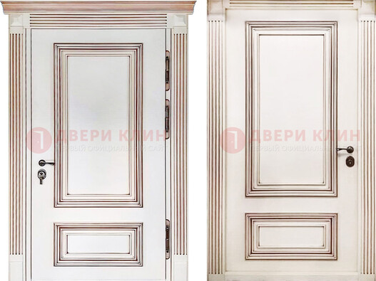 Белая металическая дверь с виноритом для дома ДВТ-239 в Дедовске