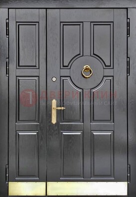 Черная металическая дверь с виноритом для дома ДВТ-241 в Дедовске
