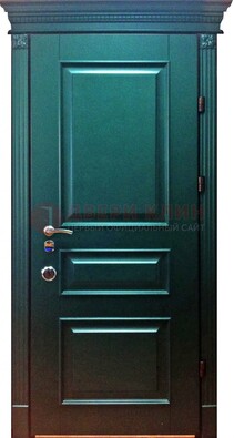 Зеленая входная филенчатая дверь с виноритом ДВТ-62 в Дедовске