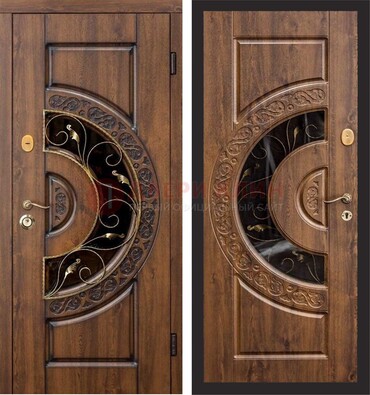 Металлическая дверь с виноритом и панелью Золотой Дуб ДВТ-71 в Дедовске