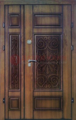 Входная железная дверь с виноритом и резьбой ДВТ-96 в Дедовске