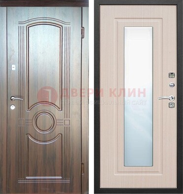 Светло-коричневая дверь c виноритом с узором и филенчатой МДФ ДЗ-120 в Дедовске