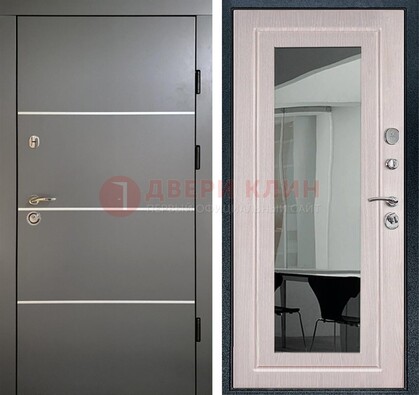 Черная металлическая дверь с зеркалом ДЗ-12 в Дедовске