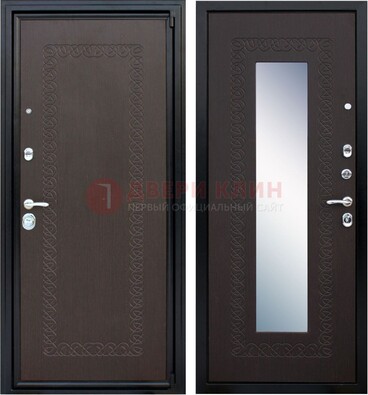 Темная стальная дверь с зеркалом ДЗ-20 в Перми