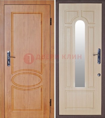 Светлая железная дверь с зеркалом ДЗ-24 в Дедовске