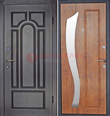 Темная железная дверь с зеркалом ДЗ-35 в Дедовске