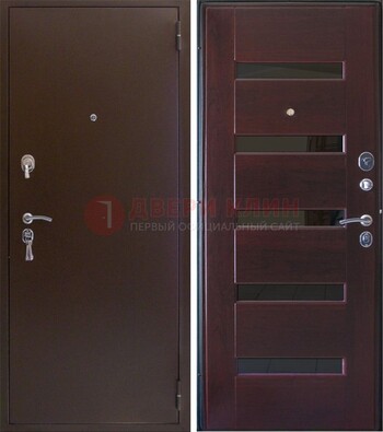 Темная железная дверь с зеркалом ДЗ-42 в Дедовске