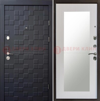 Черная стальная дверь МДФ и зеркалом ДЗ-50 в Дедовске