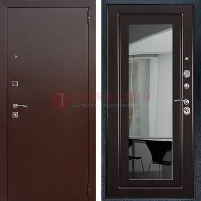 Металлическая дверь с порошковым напылением с МДФ и зеркалом ДЗ-61 в Кубинке