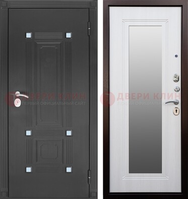Стальная черная дверь МДФ с зеркалом ДЗ-76 в Дедовске