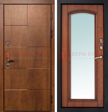 Белая филенчатая дверь с фрезерованной МДФ и зеркалом ДЗ-81 в Дедовске