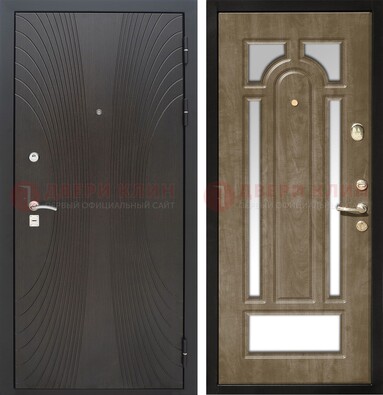 Темная металлическая дверь МДФ с различными зеркальными вставками внутри ДЗ-82 в Дедовске