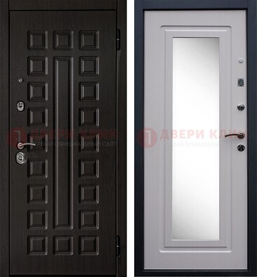 Черная филенчатая металлическая дверь МДФ с зеркалом ДЗ-83 в Дедовске