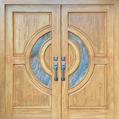 Двухстворчатая металлическая дверь с витражом ВЖ-11 в Дедовске
